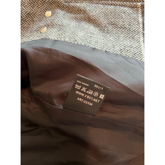 Vsct diva women’s small tweed blazer euro houndstooth chevron black & white 90s - Picture 5 of 8